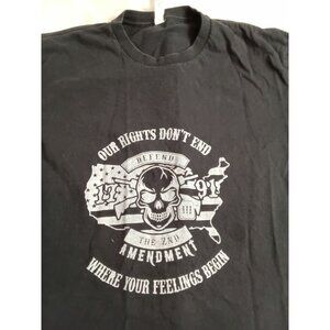 2nd Amendment Slogan T-Shirt Medium Skull Gun Flag